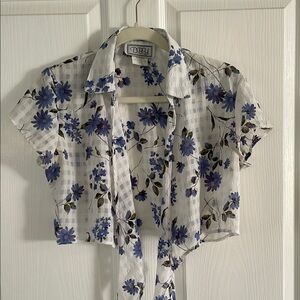 Floral Sheer Crop Top with Tie Front